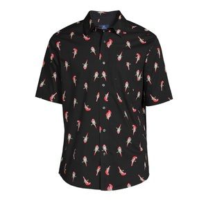 George men's short sleeve poplin shirt Black Parrots 3XL (54-56)